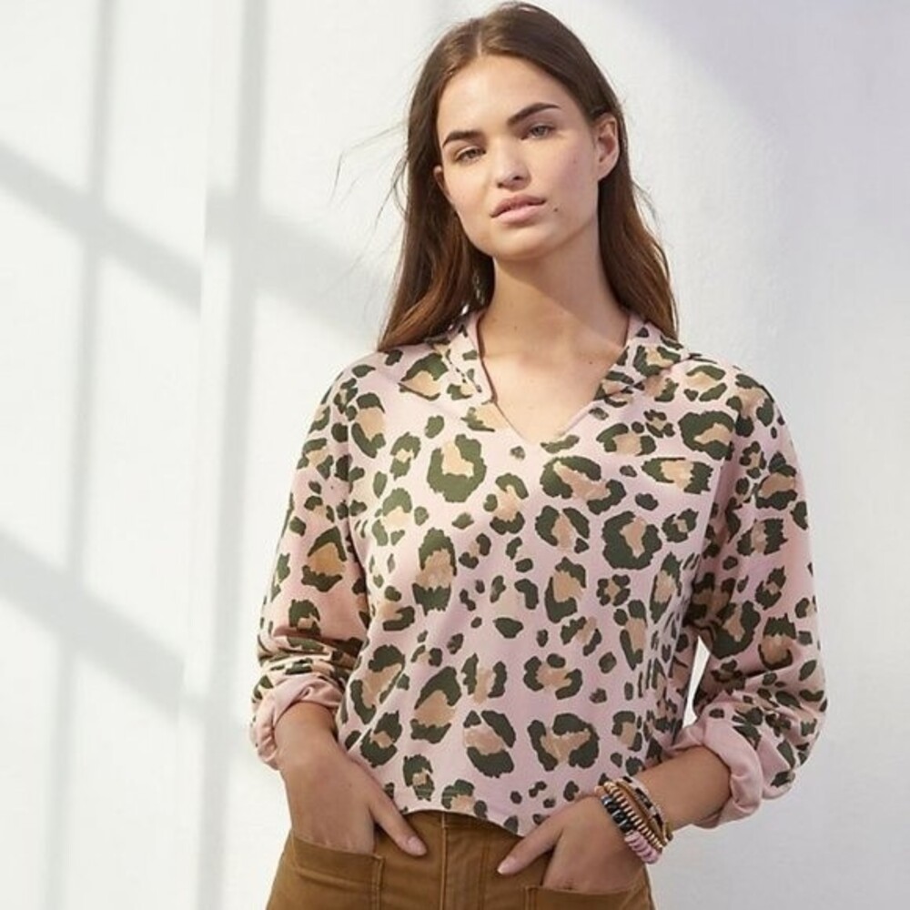 Anthropologie Show Me Your Mumu Tomasa Cropped Leopard Hoodie - Size S, NWT!